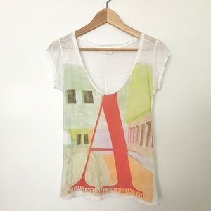 Zara Short Sleeve Linen Print Tee